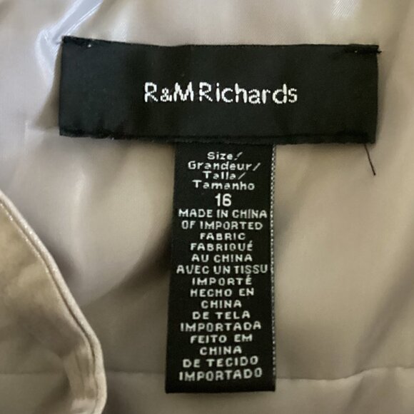 R&M Richards Lace Cocktail Dress Satin Rhinestone Rosette Waistband Sz 16 #159K - Picture 7 of 9